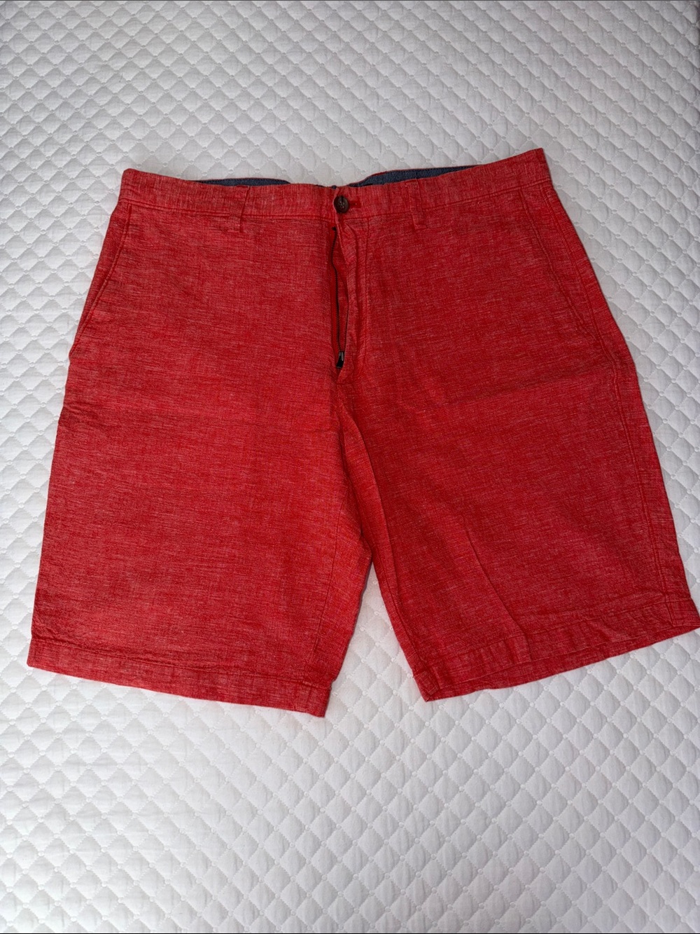 Men's Red Casual Linen-Blend Shorts